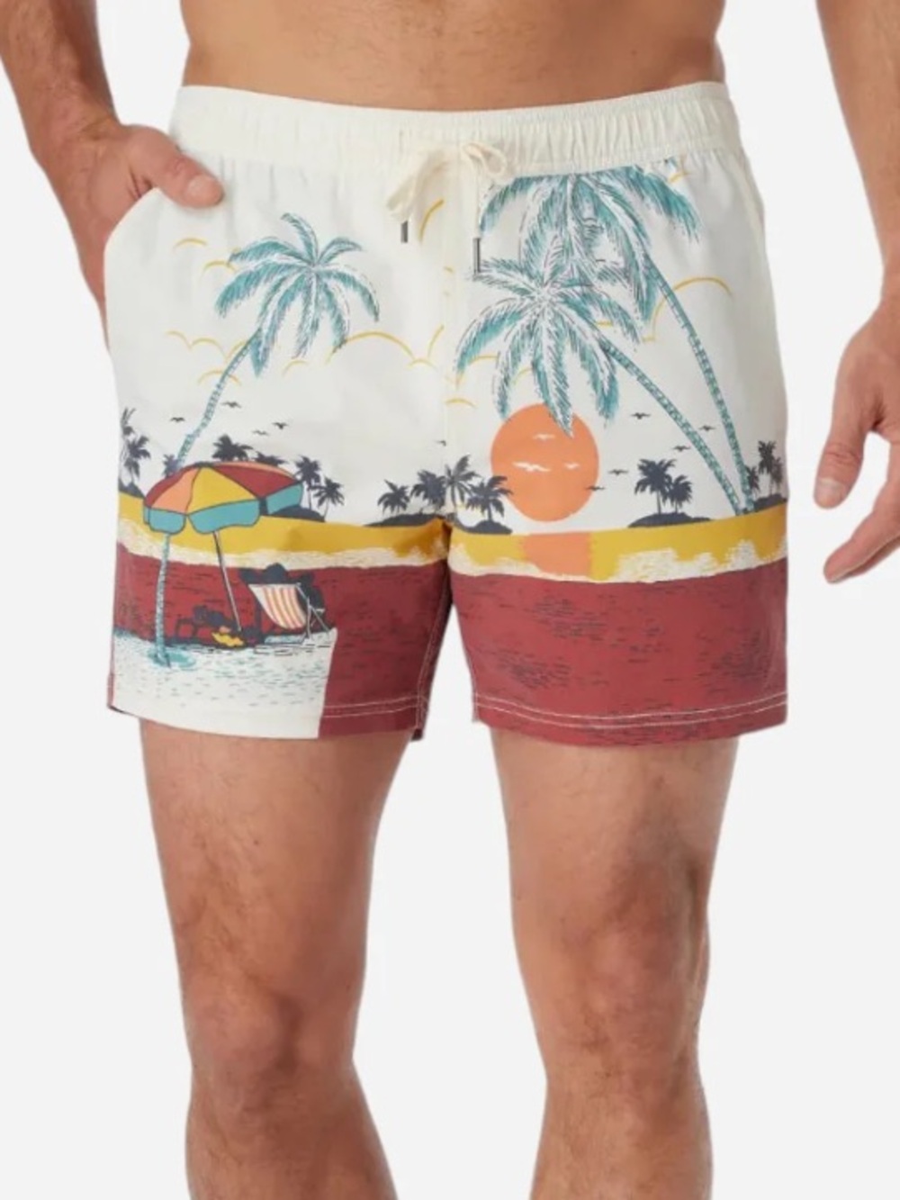 Fair Harbor The Bungalow 5” Swim Trunk in Beach Sunset, a size XXL, NWT